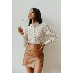 Lulus Walking The Walk Camel Vegan Leather Mini Skirt Brown - Size S